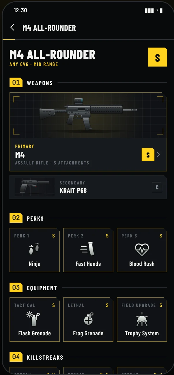 MW4 Intel app — Loadout Lab: complete meta class detail